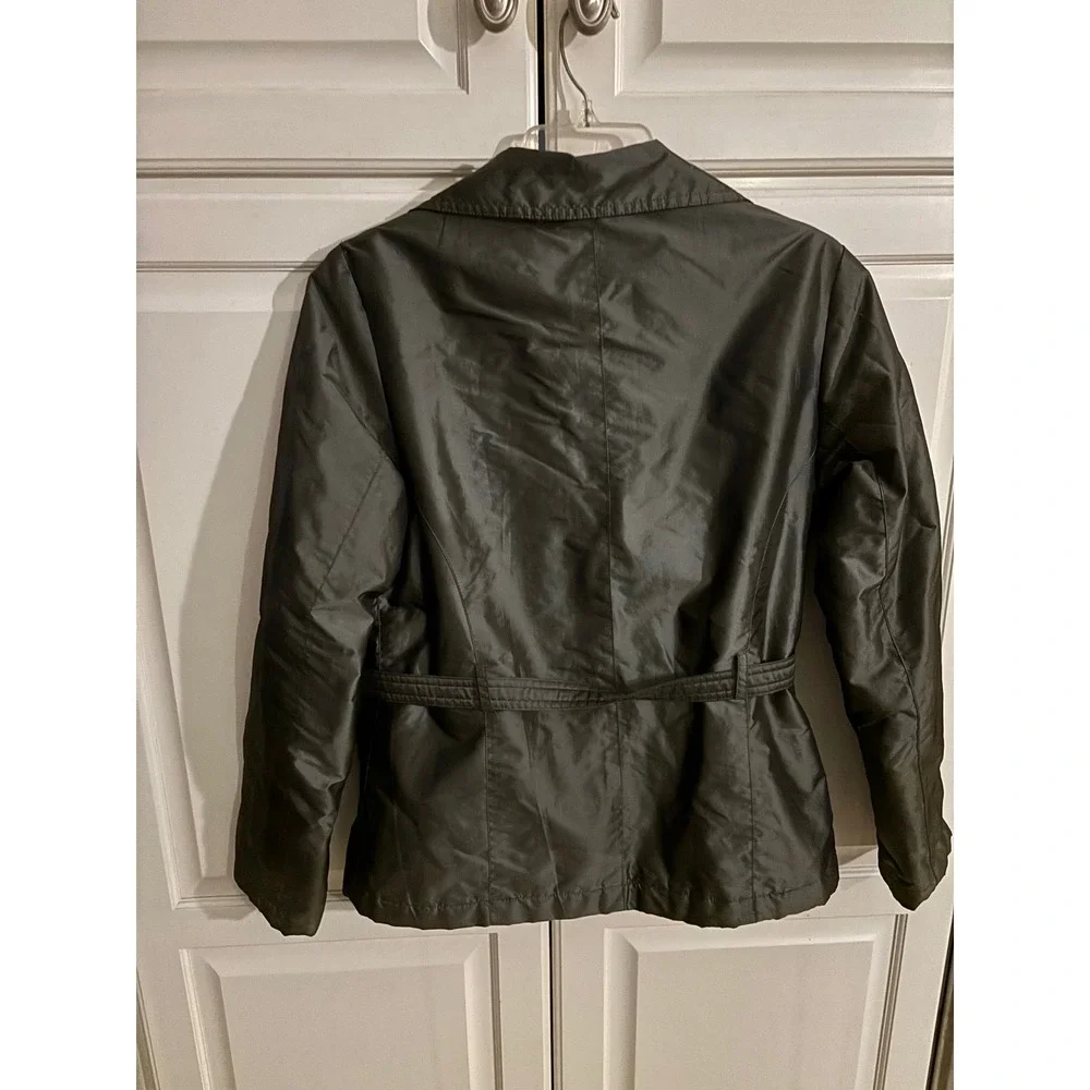 Express World Brand Womens Gray Metallic Full Zip Fleece Lined Belted‎ Jacket S